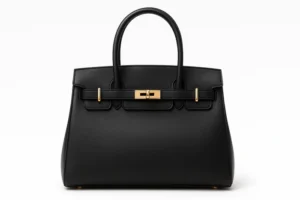 classic-black-elegant-leather-handbag-front-view