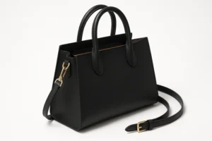 classic-black-elegant-leather-handbag-side-angle-view